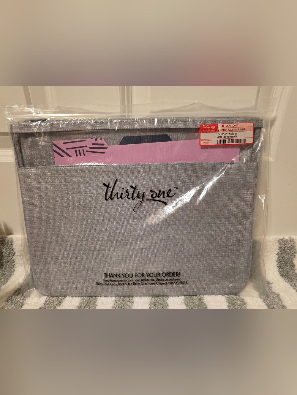 Thirty-One Gray Document Holder with 3 Folders - NEW IN BAG